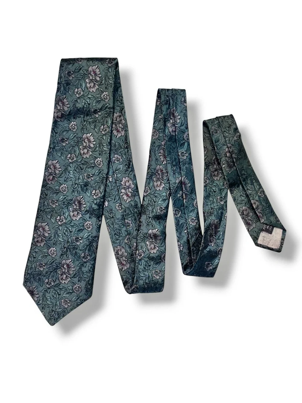 GIVENCHY Green Floral Woven Silk Tie VINTAGE